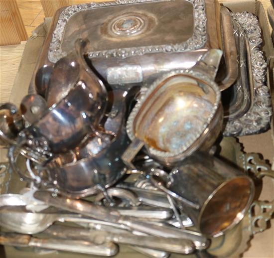 An Indian embossed white metal bowl and various plated items,